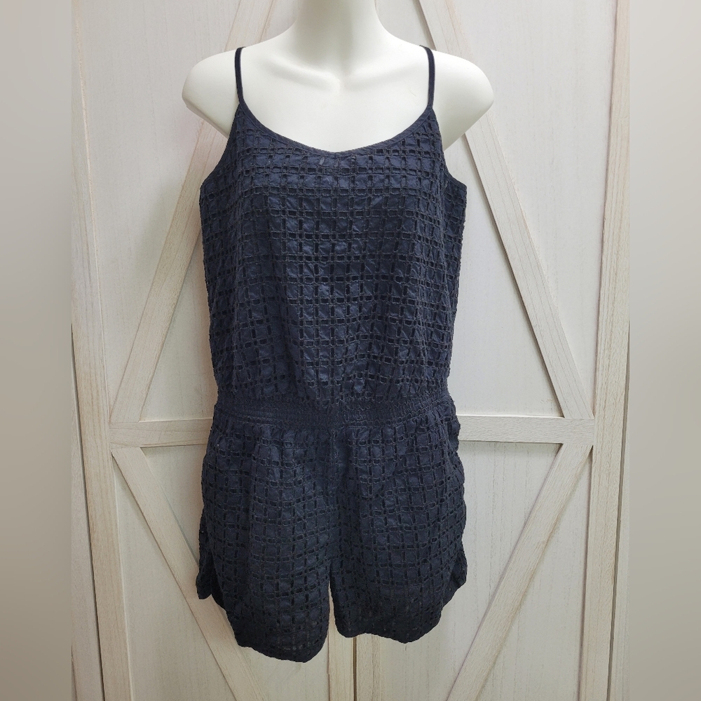 Banana Republic Black Cotton Eyelet Romper